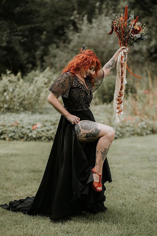 Black alternative wedding dress idea