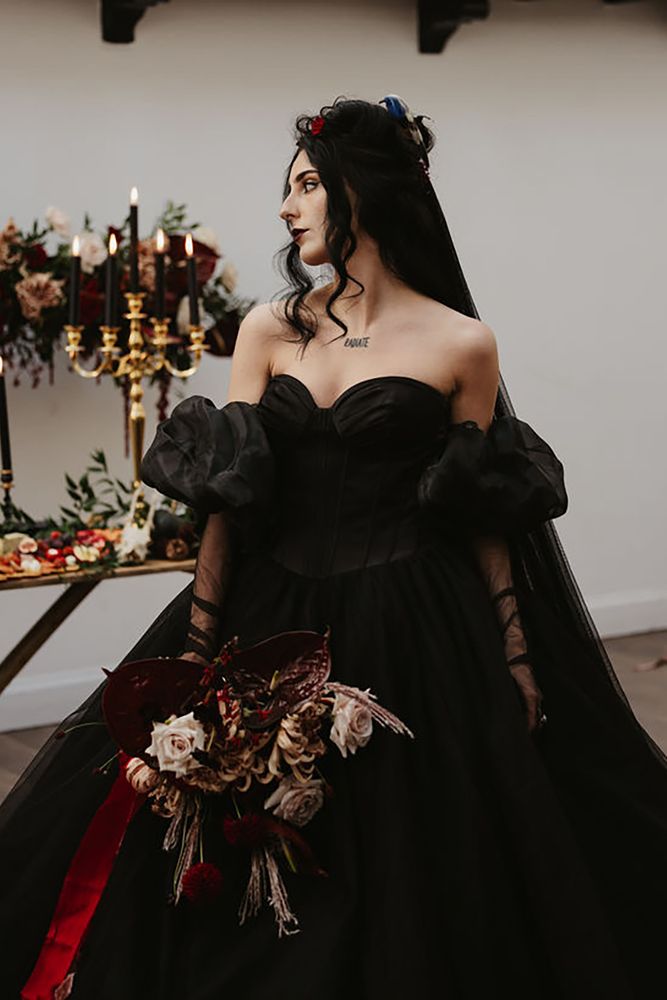 Black gothic alternative wedding dress idea
